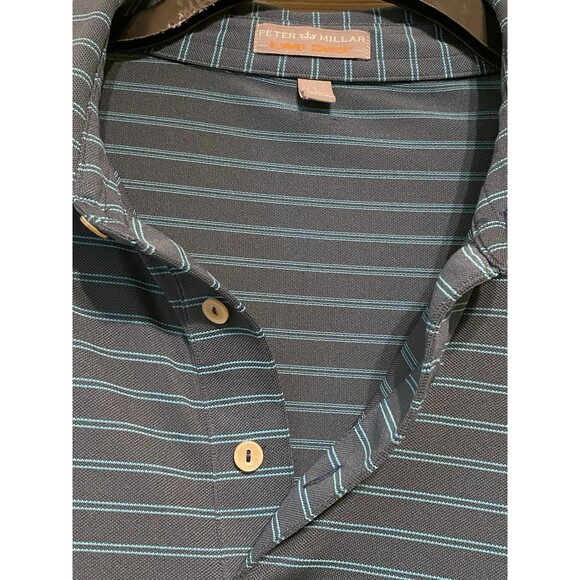 Peter Millar Summer Comfort Polo Shirt Mens Large Blue Striped Golf Performance - Picture 8 of 15